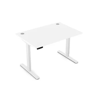 Zoom 1200mm Height Adjustable Electric Desk White Top with Portal Finish & White Metal Legs