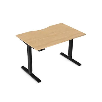 Zoom 1200mm Height Adjustable Electric Desk Beech Top with Scallop Finish & Black Metal Legs