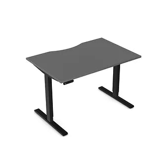 Zoom 1200mm Height Adjustable Electric Desk Graphite Top with Scallop Finish & Black Metal Legs