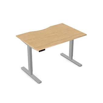 Zoom 1200mm Height Adjustable Electric Desk Beech Top with Scallop Finish & Silver Metal Legs