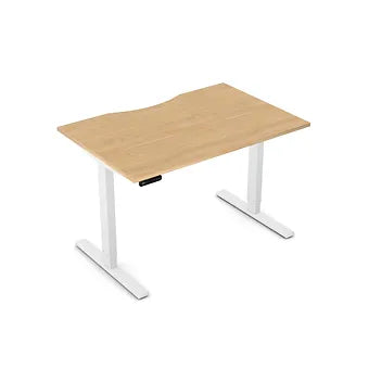 Zoom 1200mm Height Adjustable Electric Desk Beech Top with Scallop Finish & White Metal Legs