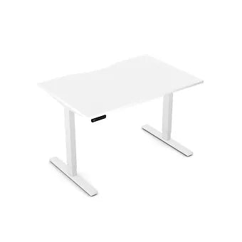 Zoom 1200mm Height Adjustable Electric Desk White Top with Scallop Finish & White Metal Legs