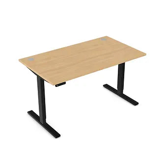 Zoom 1400mm Height Adjustable Electric Desk Beech Top with Portal Finish & Black Metal Legs