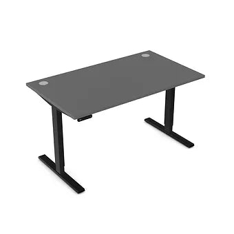 Zoom 1400mm Height Adjustable Electric Desk Graphite Top with Portal Finish & Black Metal Legs