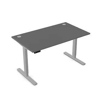 Zoom 1400mm Height Adjustable Electric Desk Graphite Top with Portal Finish & Silver Metal Legs