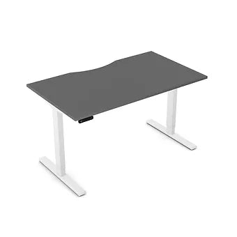 Zoom 1400x800mm Height Adjustable Electric Desk, Graphite Top with Scallop Finish & White Metal Legs