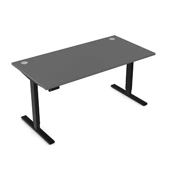 Zoom 1600mm Height Adjustable Electric Desk Graphite Top with Portal Finish & Black Metal Legs