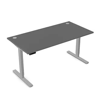 Zoom 1600mm Height Adjustable Electric Desk Graphite Top with Portal Finish & Silver Metal Legs