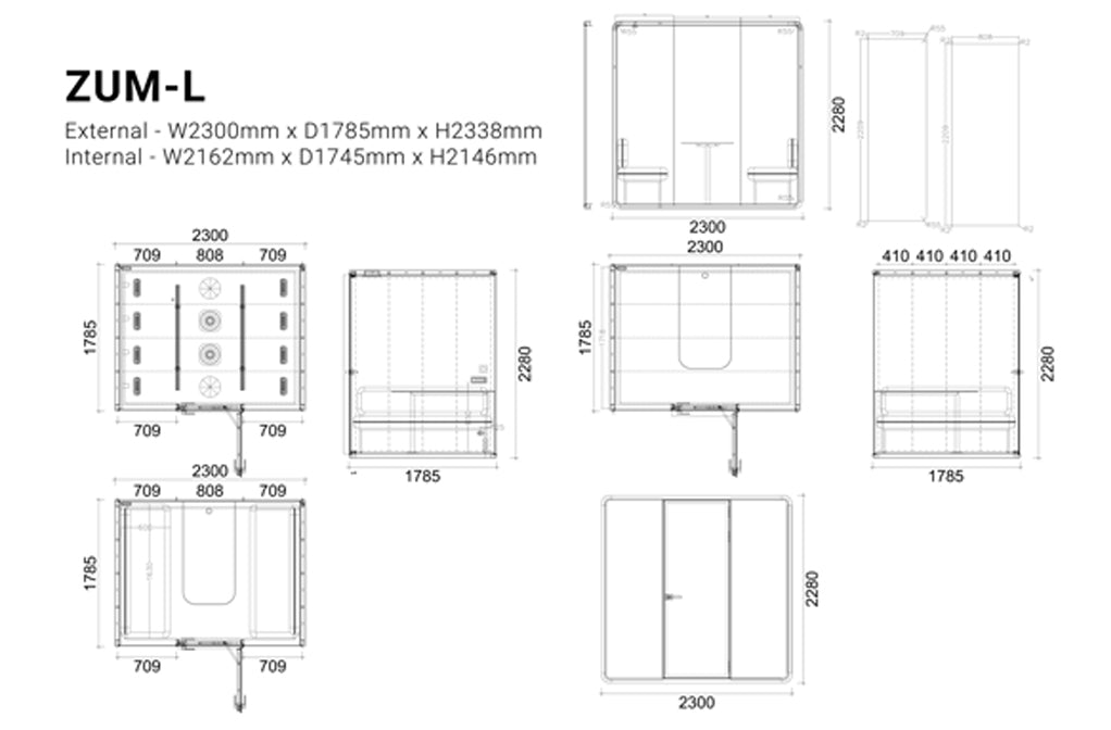 Multiple Occupancy Privacy Pod in Slate Grey
