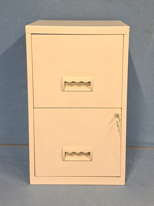 2 Drawer A4 Steel Lockable Filing Cabinet Grey (used)