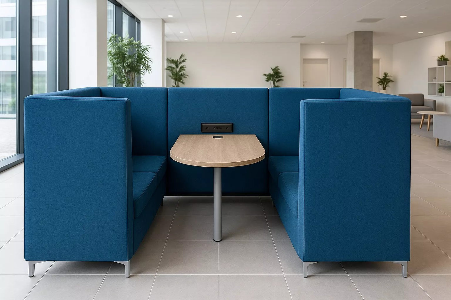 Alto Booth Medium 4 Seater with Table inc Desktop Power Module & TV Bracket