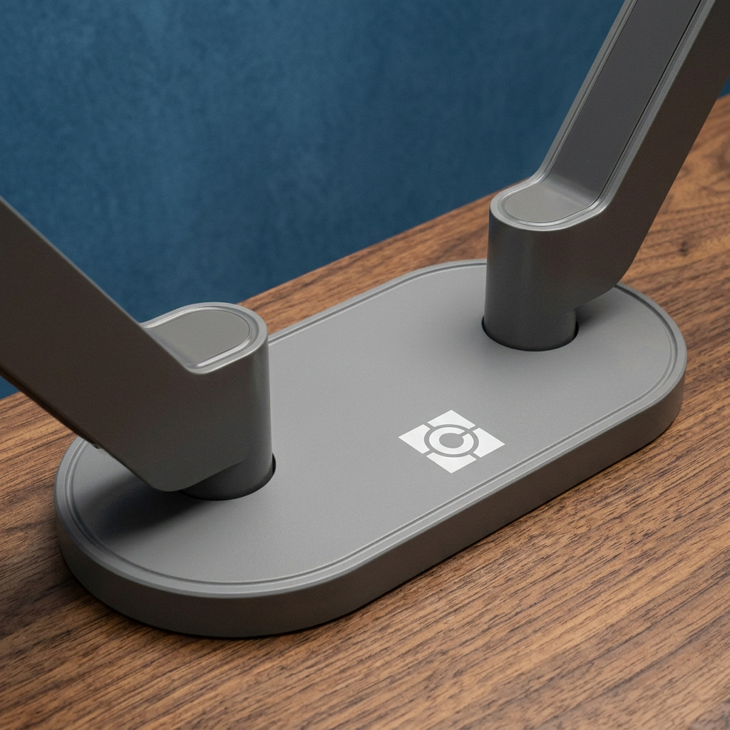 Base detail on walnut desktop