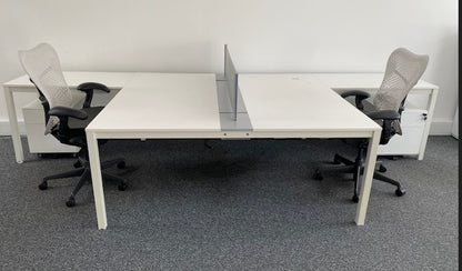 1800mm Back to Back Desk with Returns Unit & Mobile Pedestal White (used)