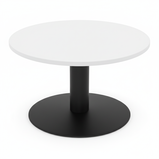Value 1000mm Circular Coffee Table White Top with Black Base