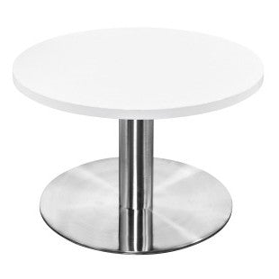 Value 800mm Circular Coffee Table White Top with Brushed Silver Base