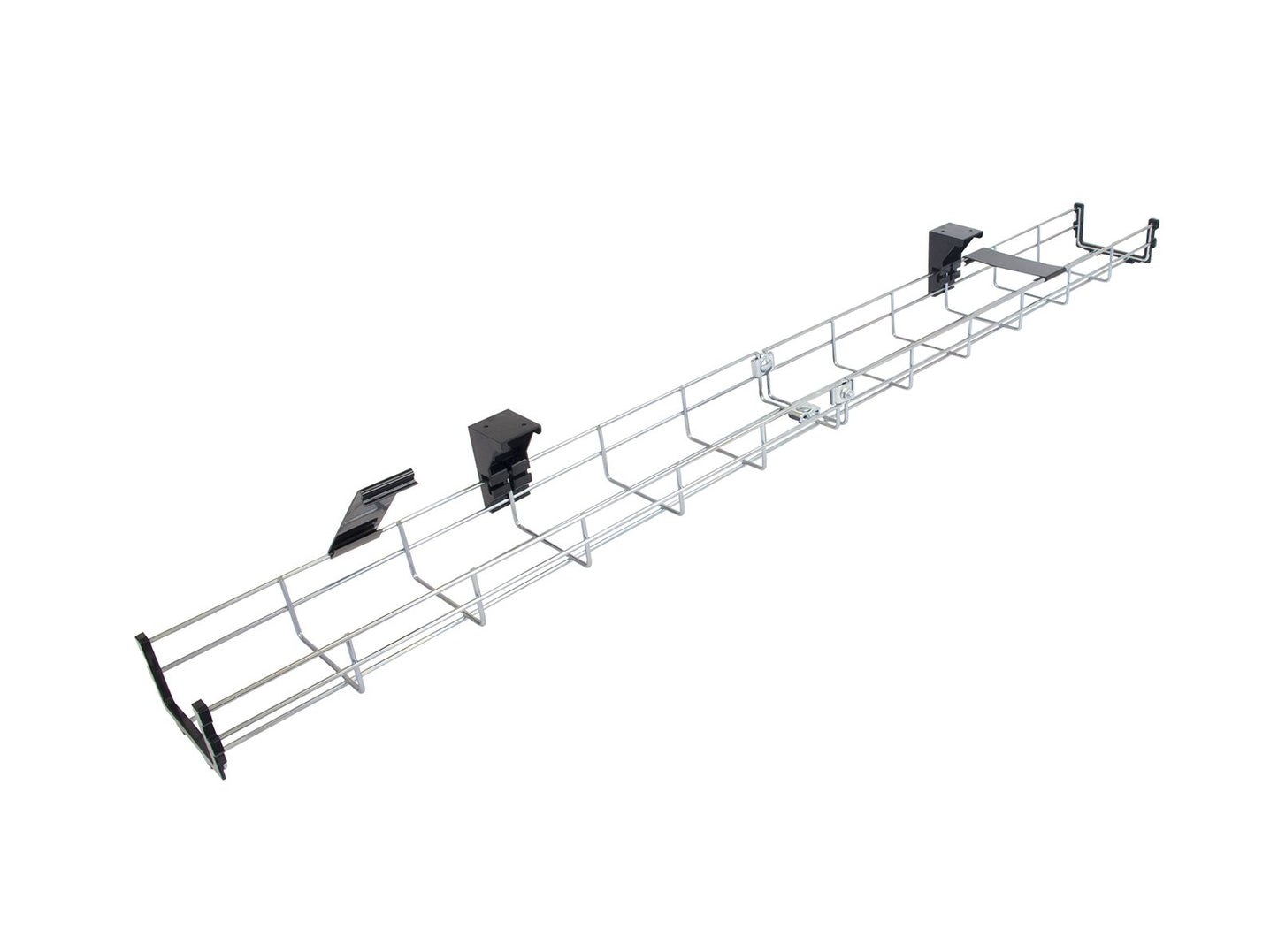 1000mm Under Desk Cable Tray Basket with Mounting Bracket, Cover & End Cap