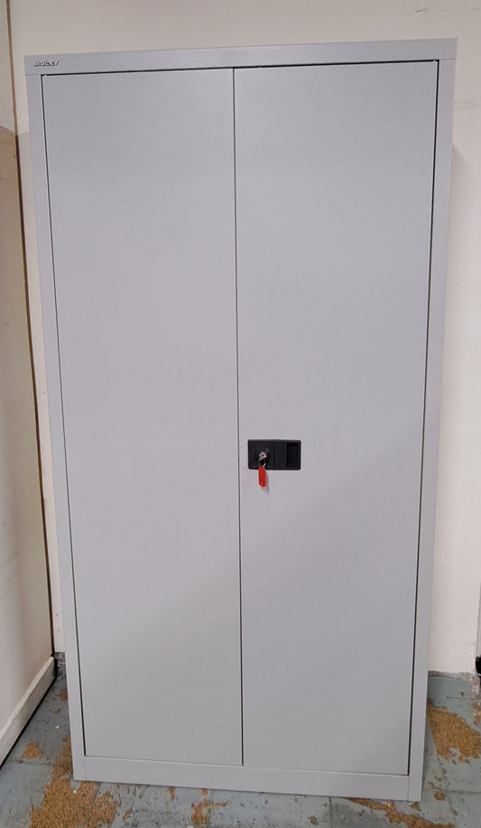 1800mm High Bisley Metal Cupboard with 3 Shelves Grey (used)