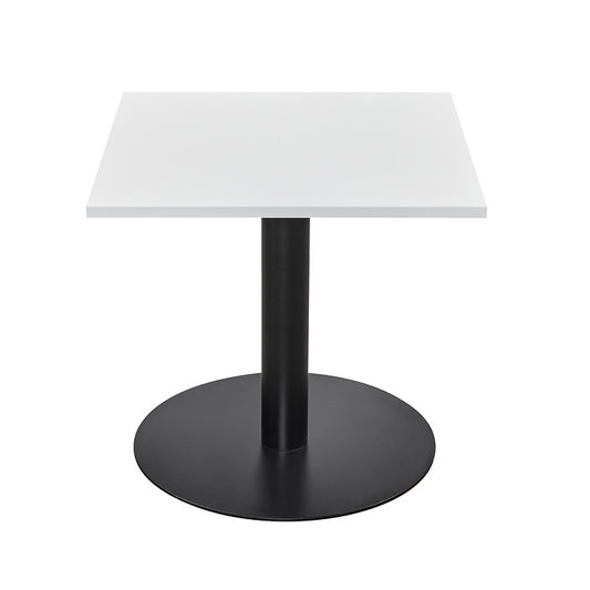 Value 1200mm Square Athena Dining Table White Top with Black Base