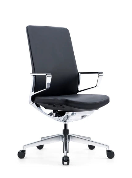 Lusso Executive Task Armchair with Fixed Arms Faux Leather Black