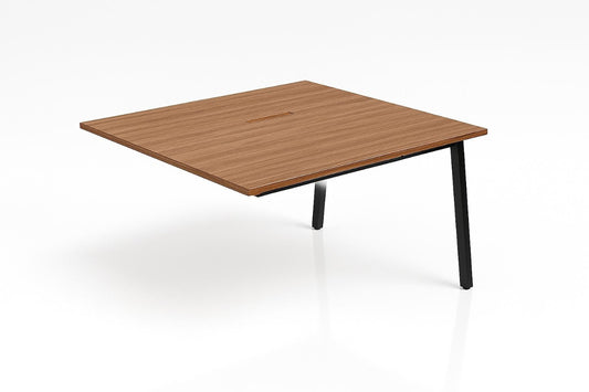 Wooden table with black legs on a white background