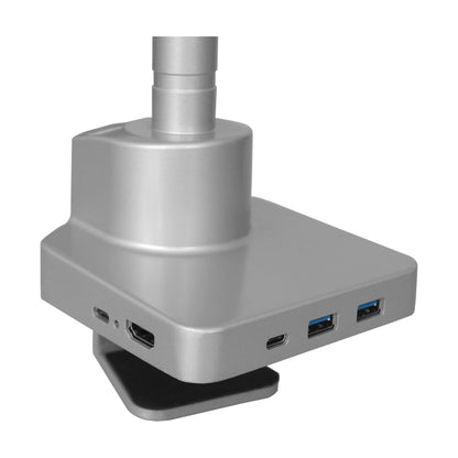 Novara Pro Gas Spring Single Monitor Arm with Dock Silver