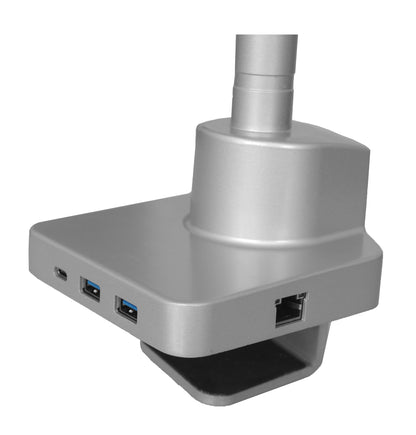 Novara Pro Gas Spring Single Monitor Arm with Dock Silver