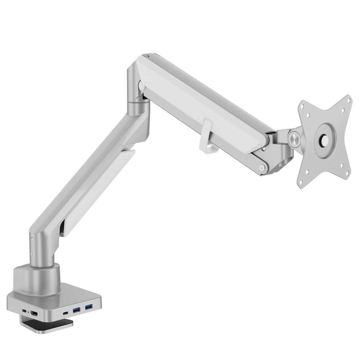 Novara Pro Gas Spring Single Monitor Arm with Dock Silver