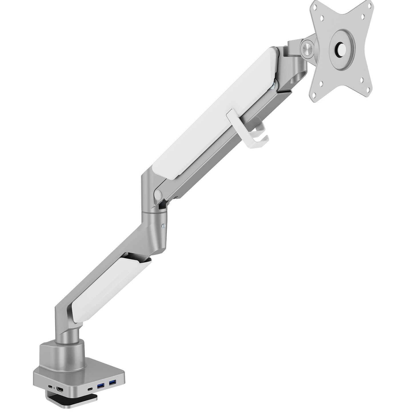 Novara Pro Gas Spring Single Monitor Arm with Dock Silver