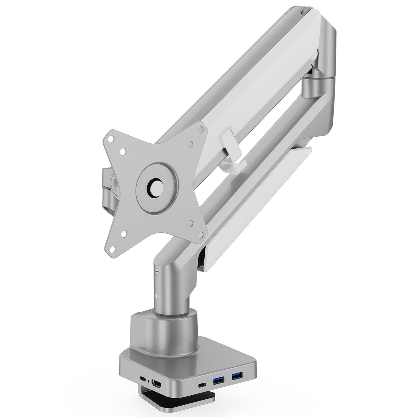 Novara Pro Gas Spring Single Monitor Arm with Dock Silver