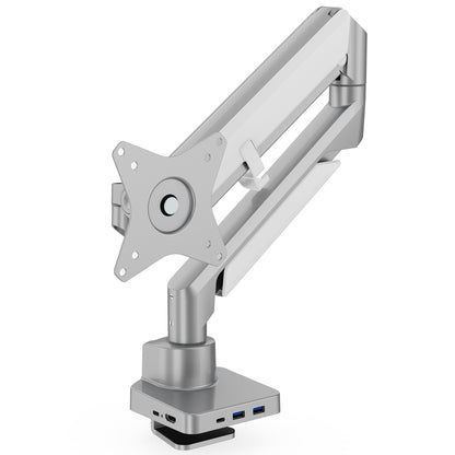 Novara Pro Gas Spring Single Monitor Arm with Dock Silver