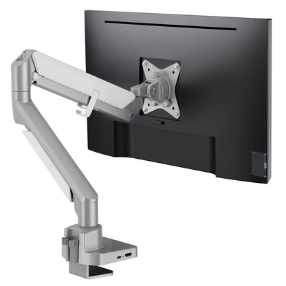 Novara Pro Gas Spring Single Monitor Arm with Dock Silver