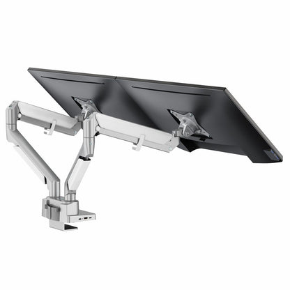 Novara Pro Gas Spring Double Monitor Arm with Dock Silver
