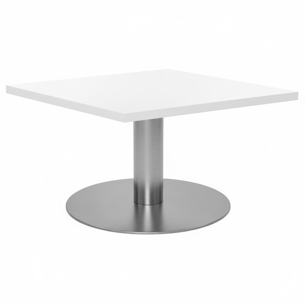 Value 1200mm Square Coffee Table White Top with Brushed Silver Base