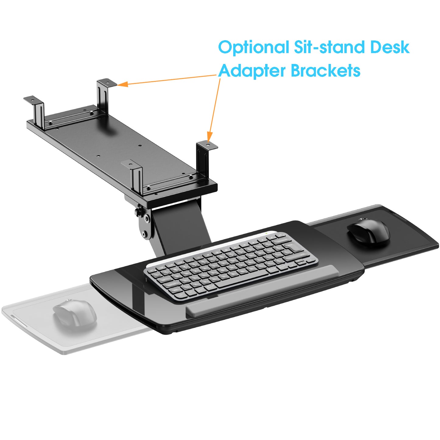 Glider Ergonomic Keyboard Tray with Standing Desk Adapter Black