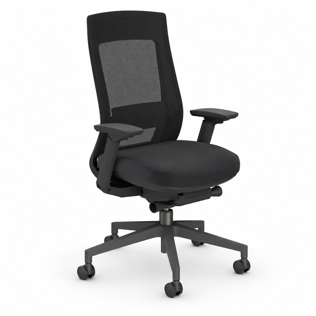 MCC-X22 Black mesh chair, square on white
