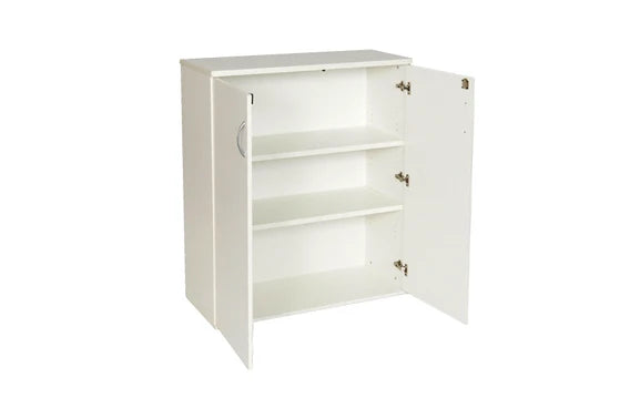 Value 1200mm High Double Door Cupboard with 2 Shelves White