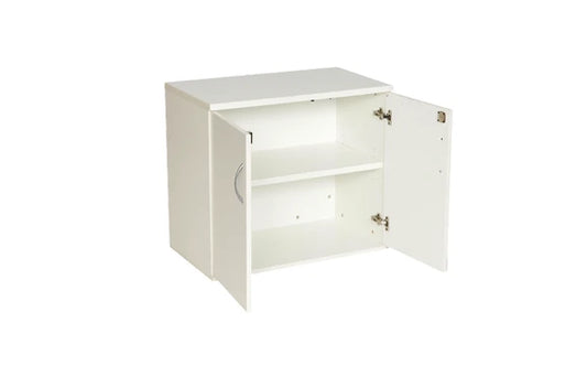 Value 730mm Desk High Double Door Cupboard with 1 Shelf White