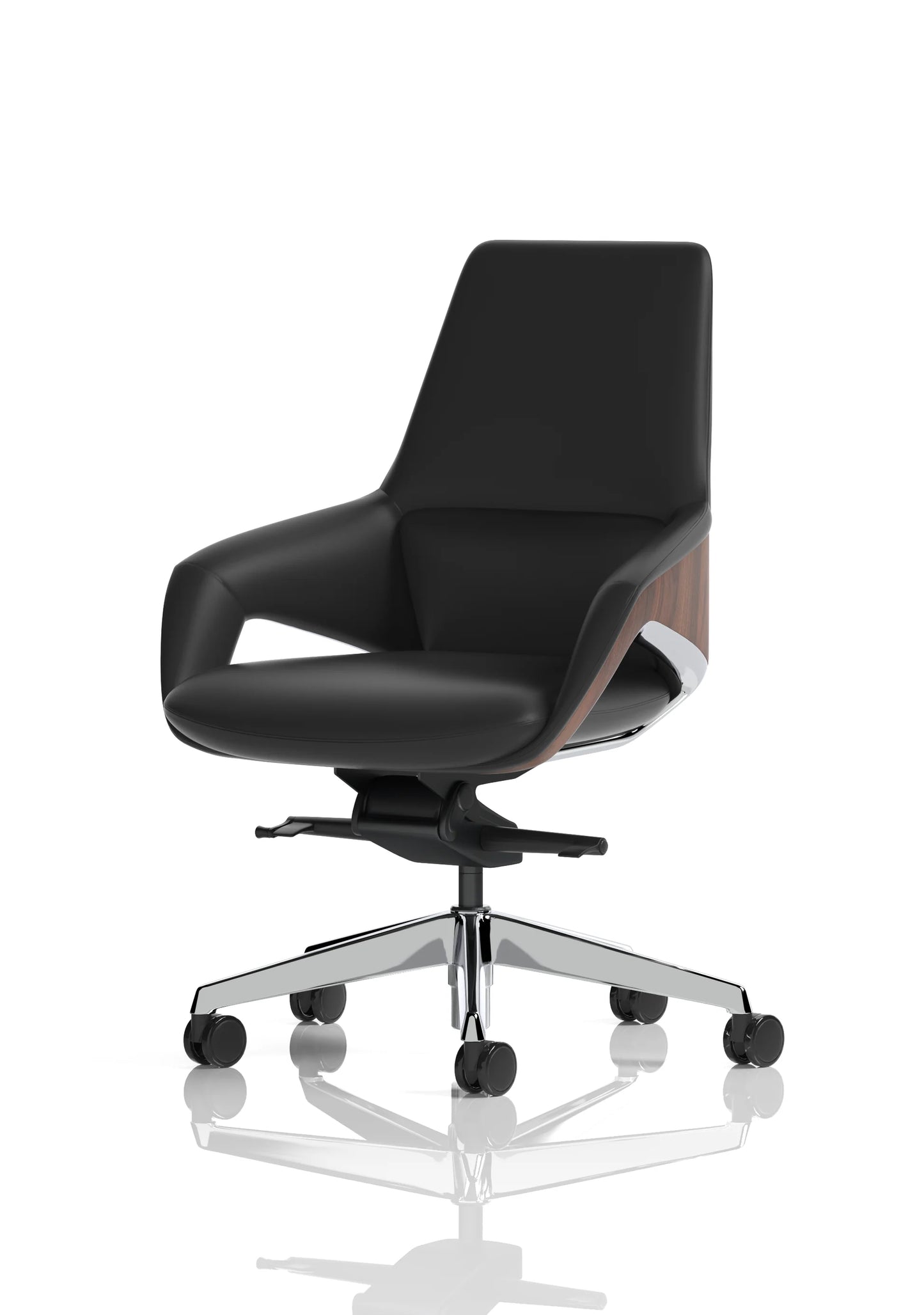 Olive High Back Executive PU Leather Office Chair with Fixed Arms Black