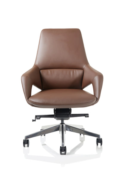 Olive High Back Executive PU Leather Office Chair with Fixed Arms Brown