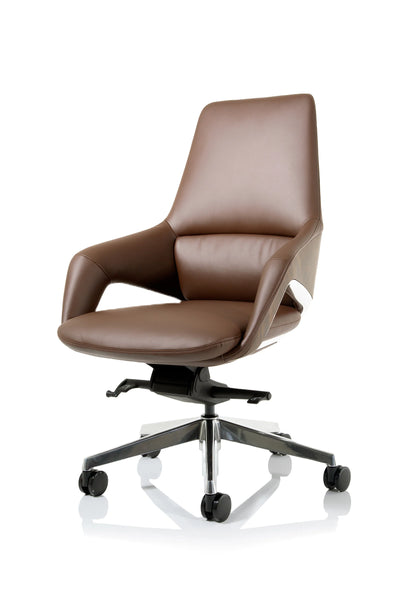 Olive High Back Executive PU Leather Office Chair with Fixed Arms Brown