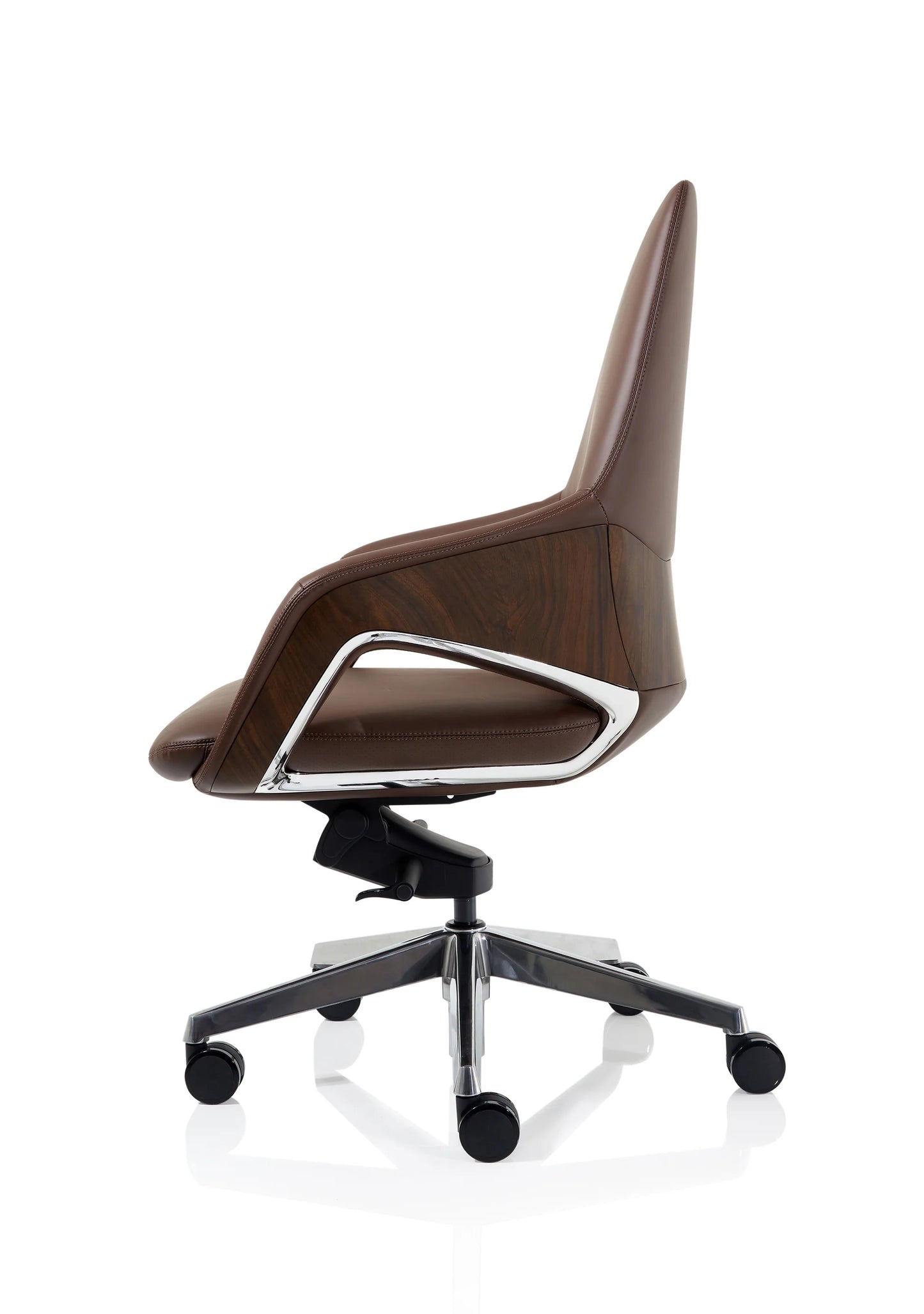 Olive High Back Executive PU Leather Office Chair with Fixed Arms Brown