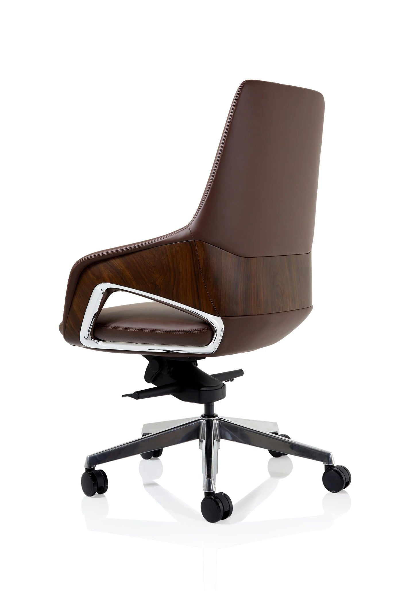 Olive High Back Executive PU Leather Office Chair with Fixed Arms Brown