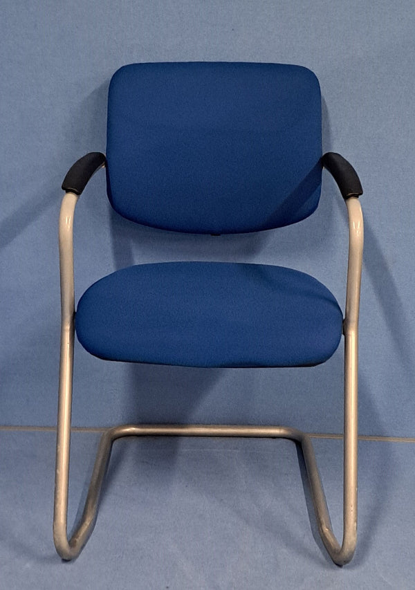 Medium Back Meeting Chair Blue on a Grey Cantilever Frame (used)