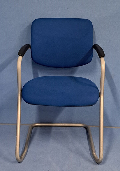 Medium Back Meeting Chair Blue on a Grey Cantilever Frame (used)