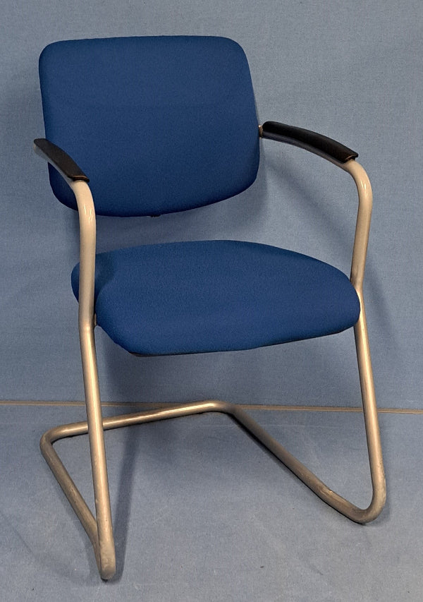 Medium Back Meeting Chair Blue on a Grey Cantilever Frame (used)