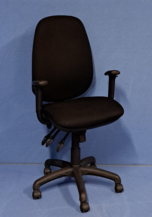 High Back Operators Armchair with Height Adjustable 3D Arms Black (used)