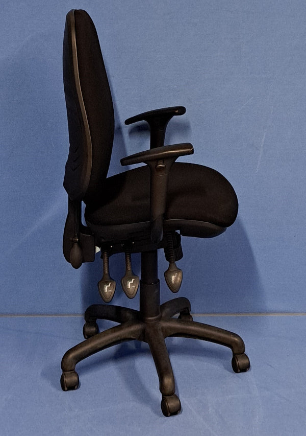 High Back Operators Armchair with Height Adjustable 3D Arms Black (used)