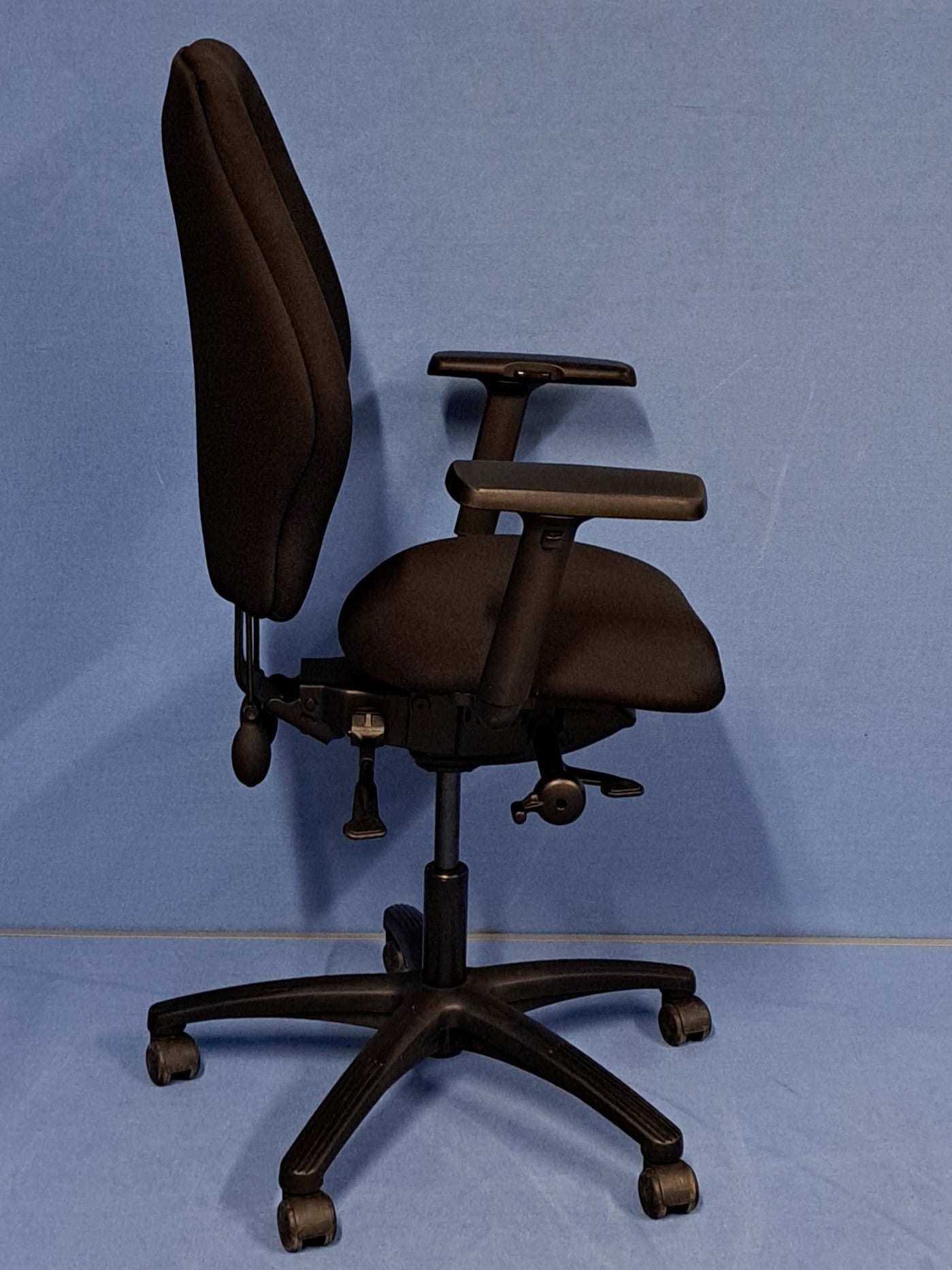 High Back Operators Armchair with Height Adjustable  Arms Black (used)