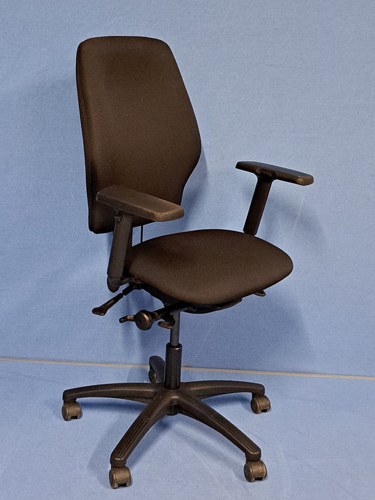 High Back Operators Armchair with Height Adjustable  Arms Black (used)