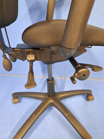 High Back Operators Armchair with Height Adjustable  Arms Black (used)